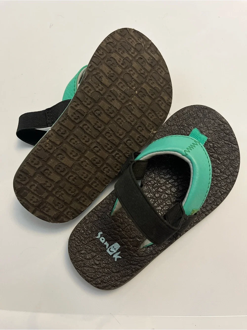 Sanuk Kids Black & Teal Flip Flop Sandals